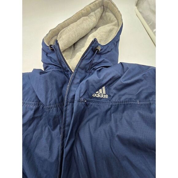 Adidas Mens Blue & Grey Reversible Hooded Coat With Logo Sz med - Picture 1 of 11